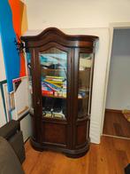 Klassieke Houten Vitrinekast met Gebogen Glas, Ophalen, Gebruikt, 100 tot 150 cm, Glas