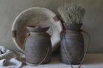 Oude houten Himachal pot Nepalese kruik met/zonder deksel, Huis en Inrichting, Overige materialen, Gebruikt, Overige kleuren, Ophalen of Verzenden