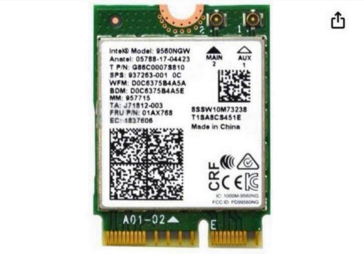 9560NGW Dual Band 1,73 Gbps Wireless Intel NGFF Key E wifi, Computers en Software, Netwerkkaarten, Nieuw, Ophalen of Verzenden