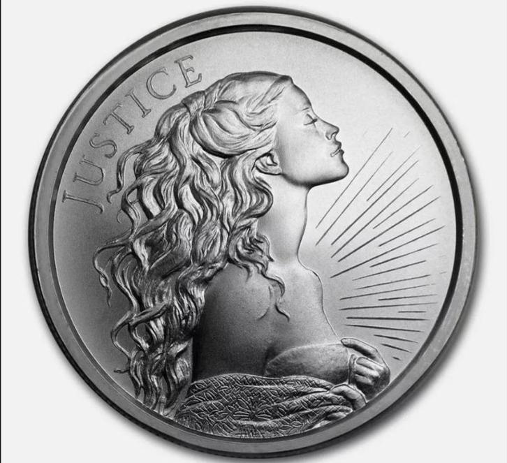 Justice Girl - Silver Shield 1 Oz zilver 2021 BU in capsule!, Postzegels en Munten, Munten | Amerika, Losse munt, Noord-Amerika