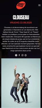 2 x CLOUSEAU MARKTROCK LEUVEN tickets, Tickets en Kaartjes, Concerten | Nederlandstalig