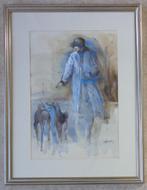 ROLAND DEVOLDER / MAN MET HONDEN / ORIGINEEL / 86x66cm KADER, Ophalen