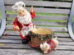 hapjesschaal rode kerstman met hond en worsten 18cm, Ophalen of Verzenden, Zo goed als nieuw