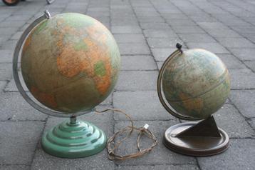 2 globes anciens en verre/métal (années 40/50), Enlèvement ou Envoi, Utilisé