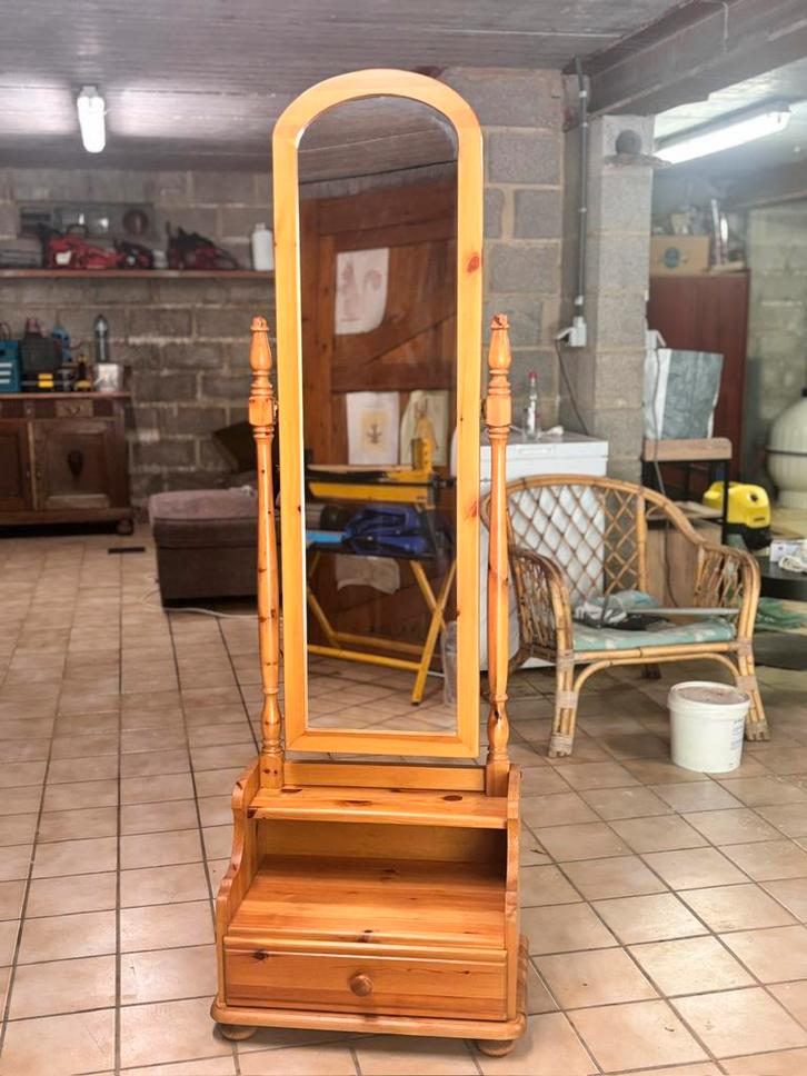Psyché en pin massif, Maison & Meubles, Armoires | Commodes, Comme neuf, 150 à 200 cm, 50 à 100 cm, Pin, 1 ou 2 tiroirs, Enlèvement ou Envoi