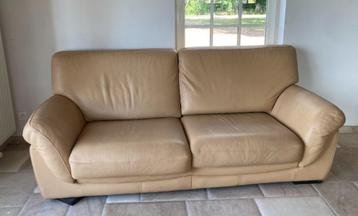 Leren 2-zit sofa – beige beschikbaar voor biedingen