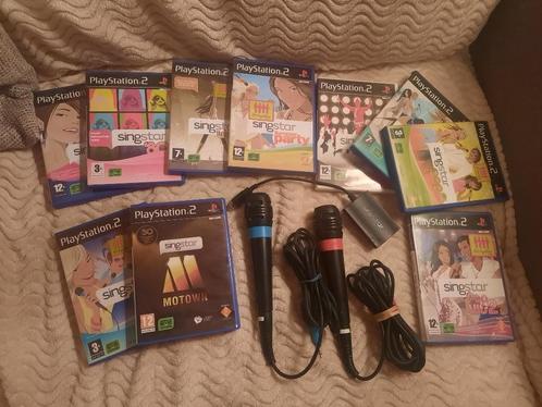 Singstar microfoons en 10!! spellen., Games en Spelcomputers, Games | Sony PlayStation 2, Zo goed als nieuw, Muziek, Vanaf 3 jaar