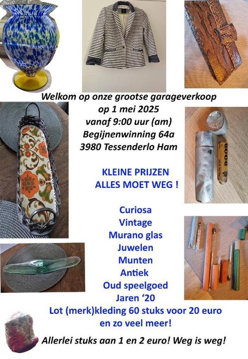 Garageverkoop met juwelen, vintage, kunst, antiek, munten, k, Antiek en Kunst, Curiosa en Brocante, Ophalen