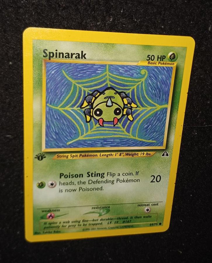 Wotc Era: Spinarak 1st 64/75 Neo Discovery, Hobby en Vrije tijd, Verzamelkaartspellen | Pokémon, Zo goed als nieuw, Ophalen of Verzenden