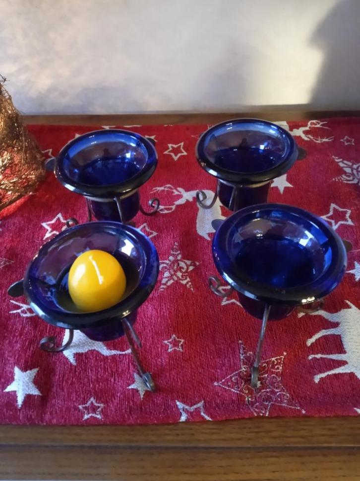 kaarsenhouder, glazen stolp met smeedijzeren houder, Huis en Inrichting, Woonaccessoires | Stolpen, Zo goed als nieuw, Ophalen