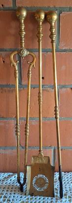 Antieke messing haardset, Huis en Inrichting, Ophalen, Gebruikt, Houthaard