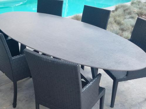 NIEUWE Xxl tuintafel 2600x1100cm VOLKERAMIEK, Tuin en Terras, Tuintafels, Nieuw, Ovaal, Aluminium, Ophalen