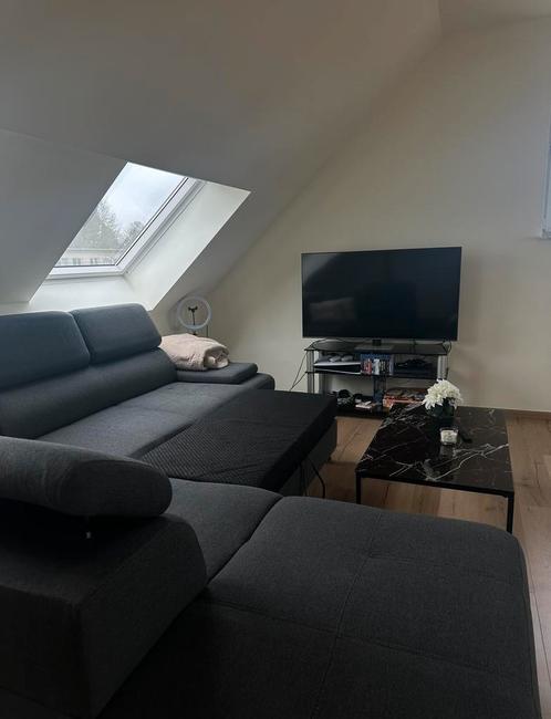 Hoekzetel met bedfunctie - grijs, Huis en Inrichting, Zetels | Complete zithoeken, Gebruikt, Stof, Ophalen