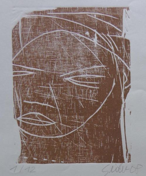 KARL SEITER / VROUWENHOOFD / LINOSNEDE / 49x36cm / SIG, Antiek en Kunst, Kunst | Litho's en Zeefdrukken, Verzenden