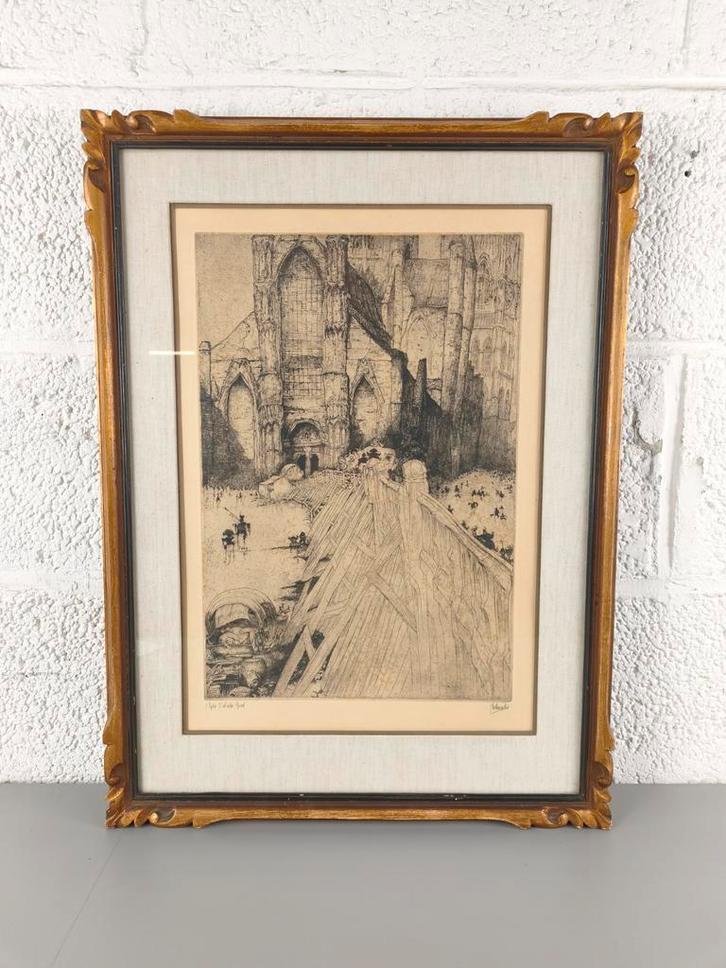 Jules De Bruycker - ets - St Niklaaskerk Gent, Antiquités & Art, Art | Eaux-fortes & Gravures, Enlèvement ou Envoi