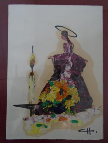 Schilderij kunst gesigneerd. beschikbaar voor biedingen