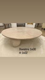 Originele loungetafel in travertijn, Huis en Inrichting, Tafels | Salontafels, Ophalen, Zo goed als nieuw, Rond