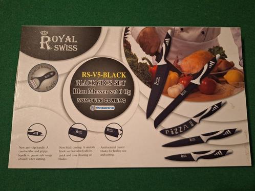 Nieuwe Royal Swiss messenset RS-V5 Black – 6 stuks – nieuw, Huis en Inrichting, Keuken | Bestek, Nieuw, Bestekset, Overige materialen
