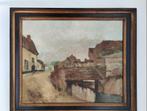 Jac. Allaert - Dorpszicht - Olieverf op paneel, Antiek en Kunst, Kunst | Schilderijen | Klassiek, Ophalen