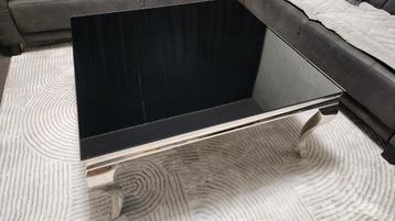 Salontafel barok zwartglas met zilvere poten beschikbaar voor biedingen