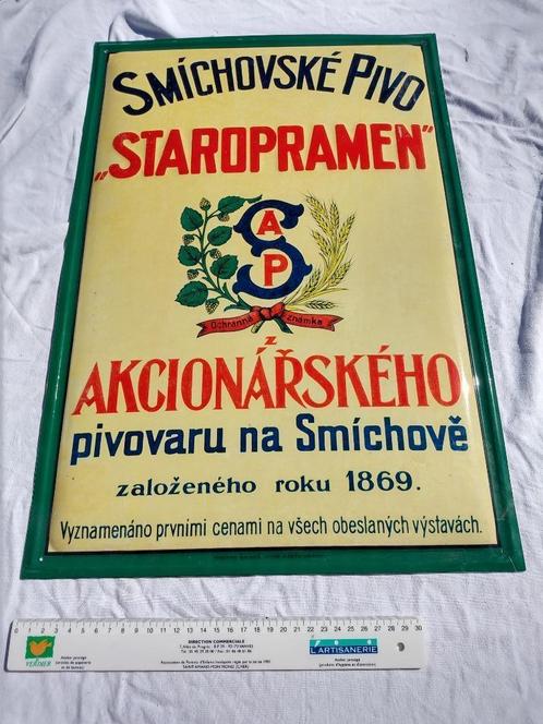 A vendre Plaque métallique de bière Tchèque Staropramen, Verzamelen, Merken en Reclamevoorwerpen, Zo goed als nieuw, Reclamebord
