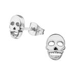 Boucles d'oreilles clous tête de mort en acier inoxydable, Bijoux, Sacs & Beauté, Enlèvement ou Envoi, Autres matériaux, Argent