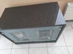 Meuble TV en granit noir avec 2 portes vitrées, Maison & Meubles, Comme neuf, Enlèvement ou Envoi, Verre