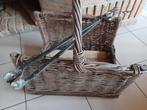 Materiaal voor haard: tang en rieten mand voor hout, Huis en Inrichting, Ophalen, Gebruikt