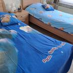 2 omkeerbare dekbedovertrekken met sierkussen, Eenpersoons, Blauw, Dekbedovertrek, Ophalen of Verzenden