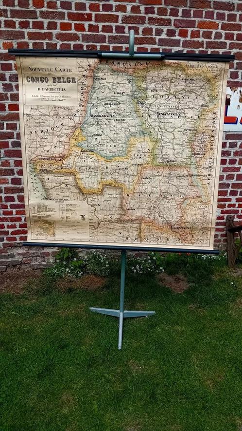 Oude schoolkaart Belgisch Congo 1923 door prof. BARRECCHIA, Antiek en Kunst, Antiek | Schoolplaten, Ophalen