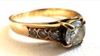 18-karaats gouden ring met diamanten, Handtassen en Accessoires, Antieke sieraden, Ophalen of Verzenden, Goud, Ring