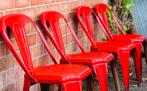 4 ANTIEKE FIBROCIT STOELEN en TAFEL. Vintage jaren '40, Tuin en Terras, Ophalen, Zo goed als nieuw, Metaal