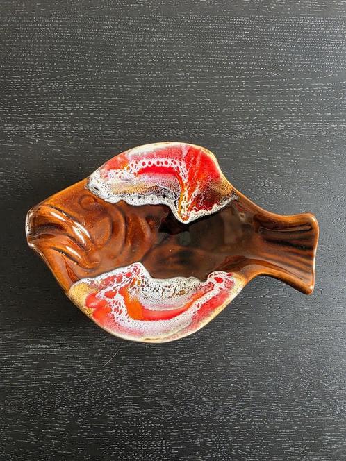 Vintage bruin en rode geglazuurde vis boter schaal, Antiek en Kunst, Antiek | Keramiek en Aardewerk, Ophalen of Verzenden
