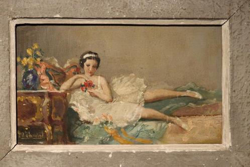 Olieverfpaneeltje met ballerina, Antiek en Kunst, Kunst | Schilderijen | Klassiek, Verzenden