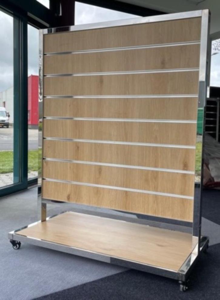 5x Slatwall Middenrek – Eiken RELIËF | Verrijdbaar met Rem, Zakelijke goederen, Kantoor en Winkelinrichting | Winkel en Inventaris