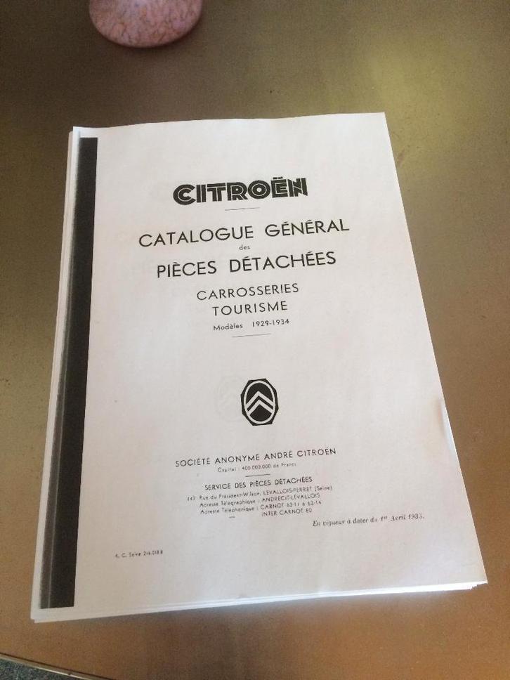 Pièce détachable Citroën 1929/1934, Autos : Divers, Modes d'emploi & Notices d'utilisation, Enlèvement ou Envoi