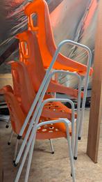 Vintage DDR oranje tuinstoelen. 150 voor 4., Tuin en Terras, Ophalen, Zo goed als nieuw