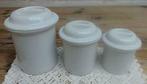 SALE, 3 Kleine wit porseleinen voorraadpotjes met deksel, Ophalen of Verzenden