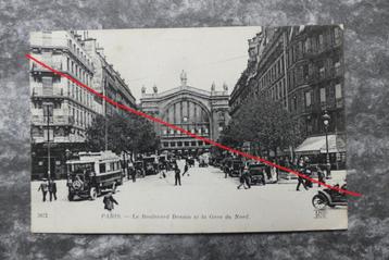 Postkaart Parijs, Boulevard Denain, Gare du Nord, Frankrijk