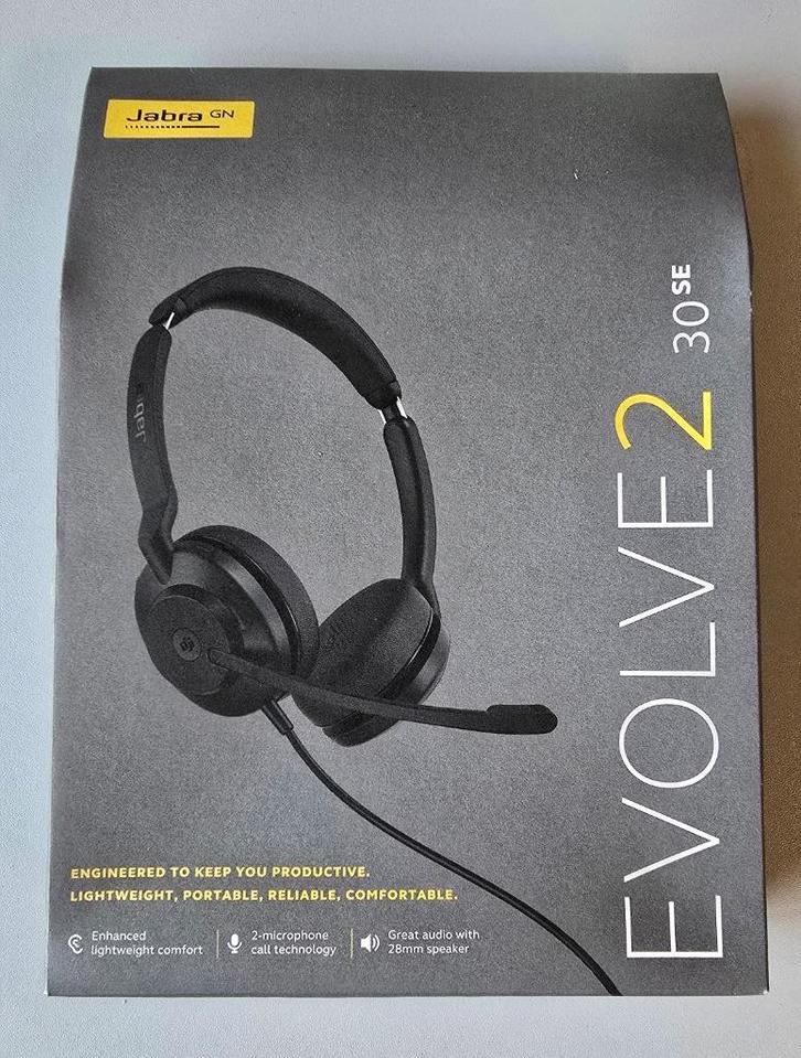 Headset Jabra Evolve2 30 SE nieuw, Computers en Software, Headsets, Nieuw, On-ear, Bedraad, Ophalen of Verzenden