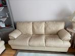 Leder beige, Huis en Inrichting, Rechte bank, Gebruikt, Leer, Ophalen of Verzenden