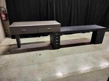Bureau moderne en cuir. gris et noir, 360 cm de long, Enlèvement, Utilisé, Bureau