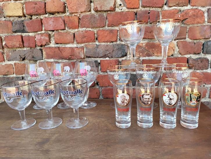 Bierglazen Westmalle Tongerlo Maredsous Victoria Vedett, Verzamelen, Glas en Drinkglazen, Nieuw, Ophalen