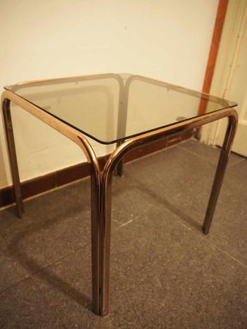 Mid-Century bijzettafel in glas en messing, 1970s