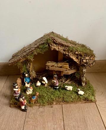 kerststal natuurlijke materialen + alle figuren - kinderen beschikbaar voor biedingen