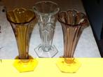 3 vases soliflores (2luxval signe)artdeco, Antiquités & Art, Enlèvement ou Envoi