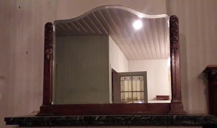 grote art deco spiegel - gekromd glas, Antiek en Kunst, Antiek | Spiegels, Ophalen