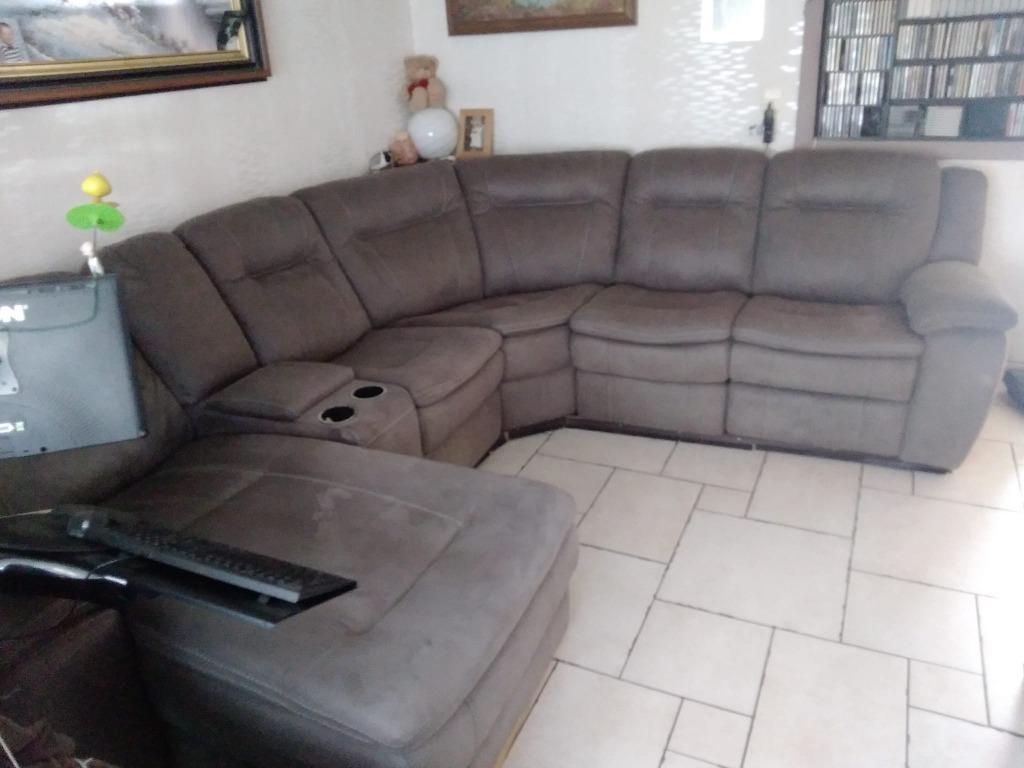 salon, Huis en Inrichting, Zetels | Complete zithoeken, Zo goed als nieuw, Hout, Stof, Ophalen