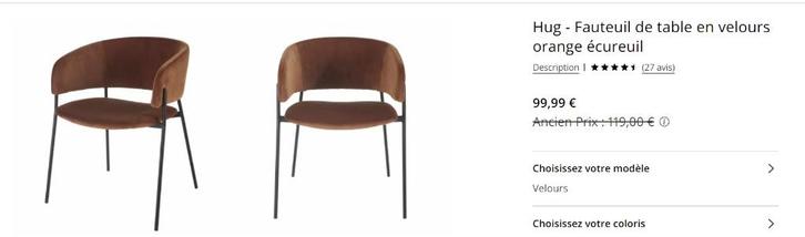 Eetkamerstoelen maisons du monde, Huis en Inrichting, Stoelen, Gebruikt, Twee, Metaal, Stof, Bruin, Ophalen