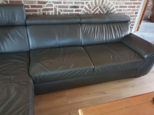Lederen salon, Huis en Inrichting, Zetels | Complete zithoeken, Gebruikt, Leer, Ophalen